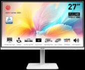 ������� MSI 27" Modern MD2712PW, 16:9, IPS, FHD, 4ms, 300cd, 100Hz, HDMI, USB-C, SPK, HAS